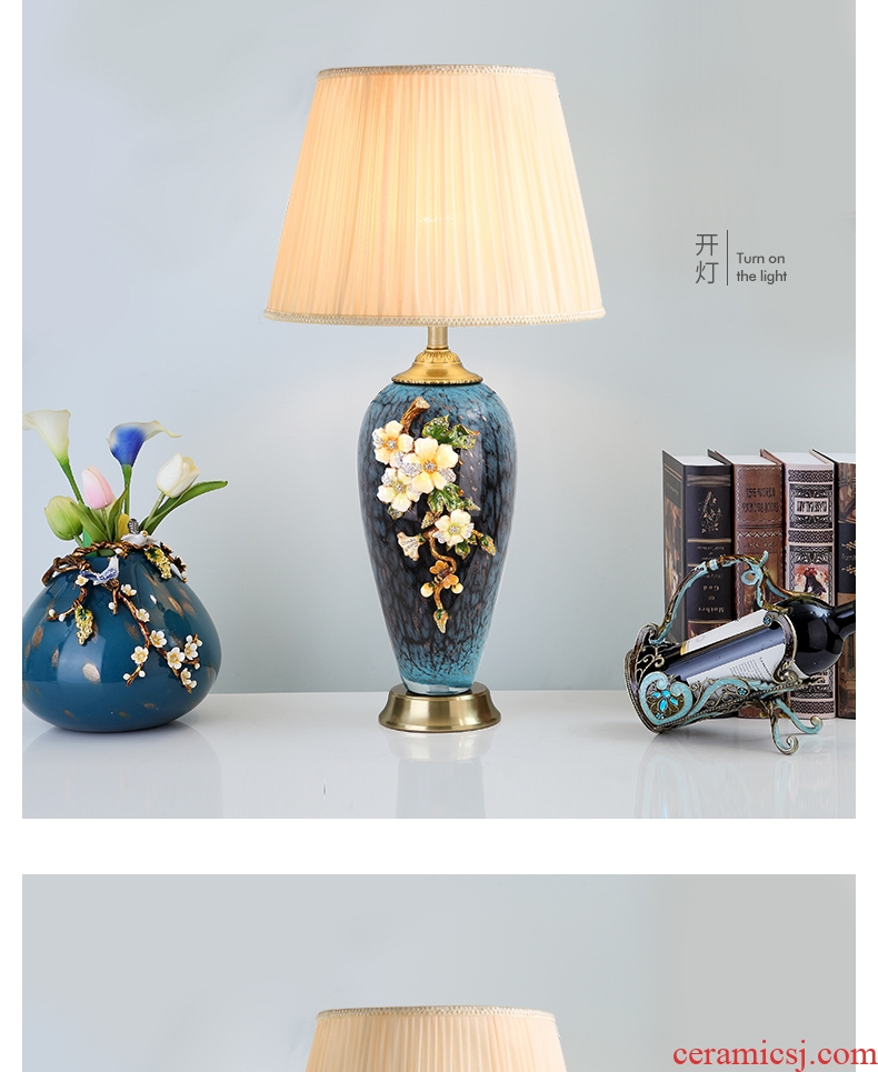 Key-2 Luxury colored enamel porcelain lamp type full copper individuality creative sitting room lamps and lanterns of bedroom the head of a bed lamp act the role ofing villa