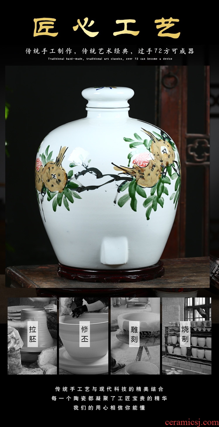 Hand - made ceramic jar of jingdezhen ceramic bottle 10 jins 30 jin wine VAT mercifully jars with leading 50 pounds