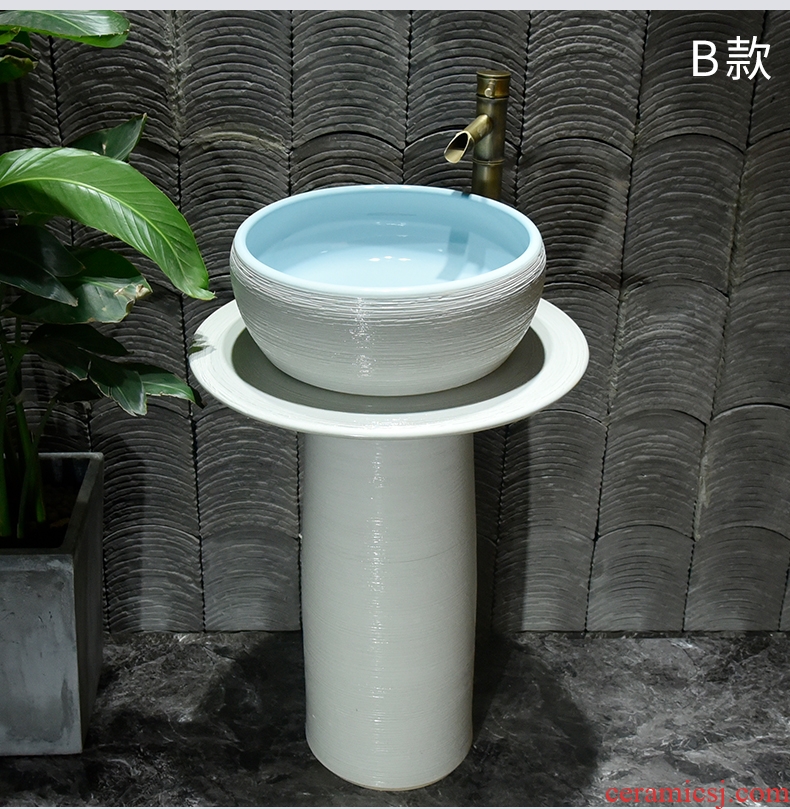 Pillar type lavatory north European is suing floor balcony sink ceramic garden bathroom sink