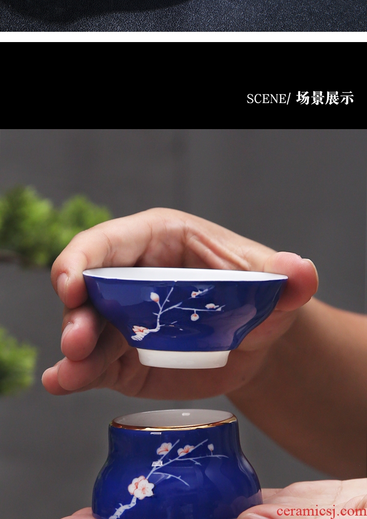 Material porcelain sink ceramic tea cup hand - made filter blue and white porcelain all fair one punch) make tea cup set filter