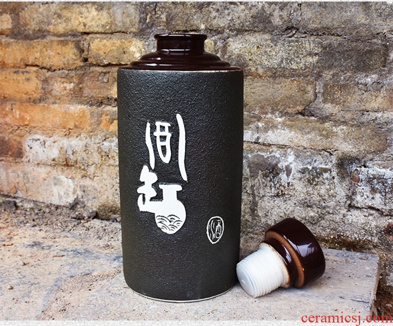 Jingdezhen ceramic bottle 5 jins of archaize home empty bottle jar sealing mercifully wine bottle wine pot brewing