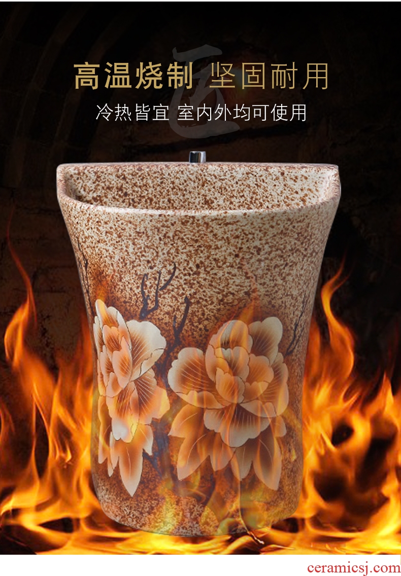 Ling yu, red peony pool of Chinese ceramic art mop mop pool home floor mop pool to wash the mop basin