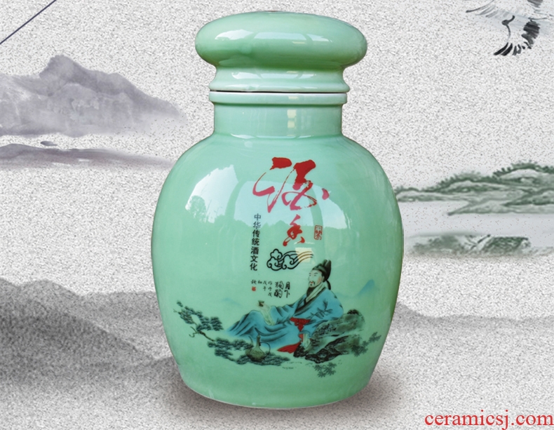 Jingdezhen ceramic jars mercifully liquor tank 10 jins home 20 jins to seal bottles jars pot with the tap