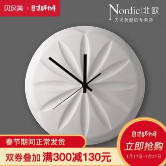 Nordic ceramic wall clock, wall act the role ofing creative sitting room metope adornment bedroom fashion move creative single clock