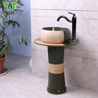 Lavabo cylindrical ceramic column type contracted household art integrated small family floor to wash face basin