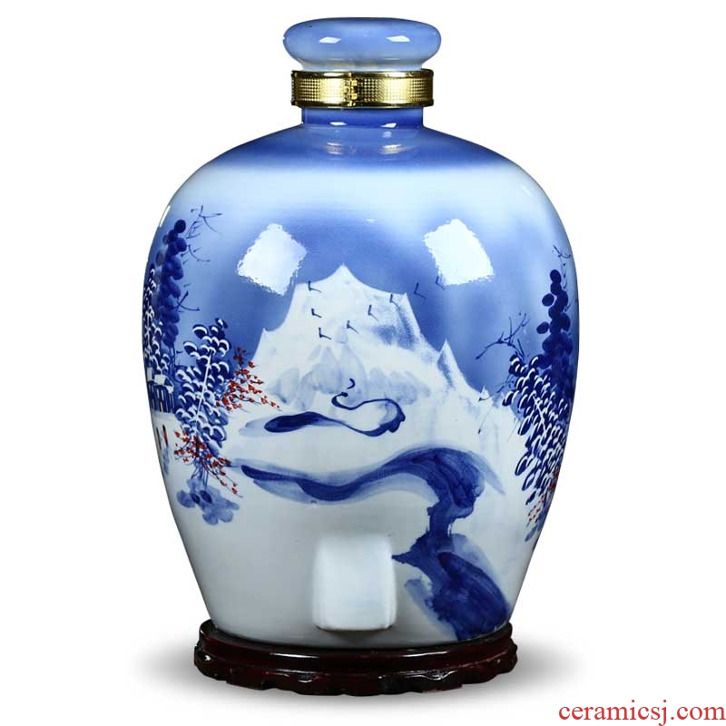 An empty bottle of hand - made ceramic jar of jingdezhen ceramic 10 jins 20 jins household hip belt leading 50 pounds