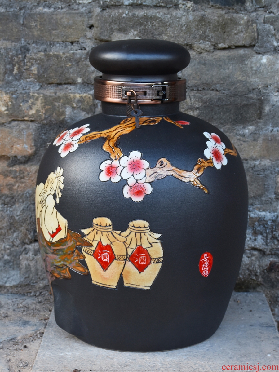 Jingdezhen ceramic jars sealed 50 jins home 20 jins archaize storing wine wine jar jar it 30 kg bottles