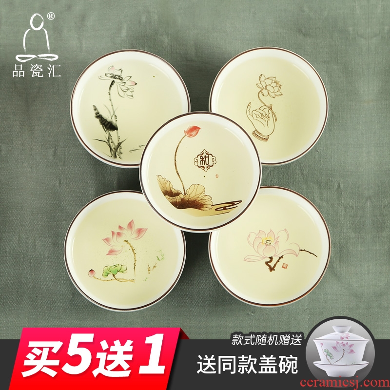 The Sample tea cup jingdezhen coarse pottery hand - made flat bowl tea kungfu ceramic cups zen master cup creative cup