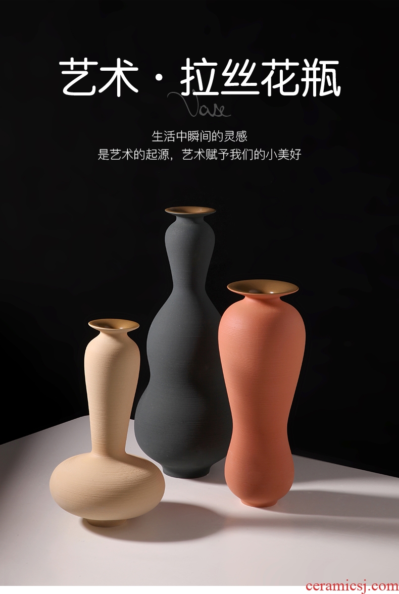 Nordic home soft decoration vase furnishing articles contracted and I creative jingdezhen art drawing flowers sitting room