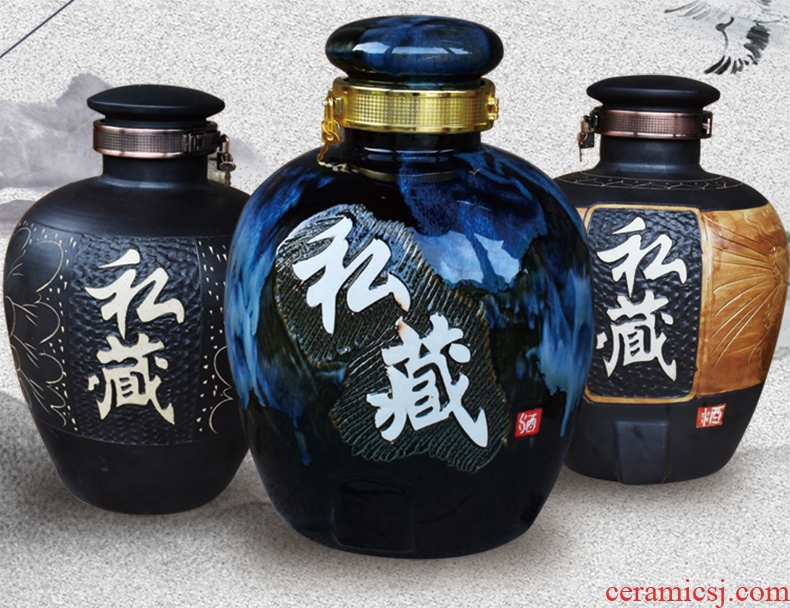 Jingdezhen ceramic jars it mercifully 10 jins 20 jins 50 kg liquor bottle archaize seal wine jar