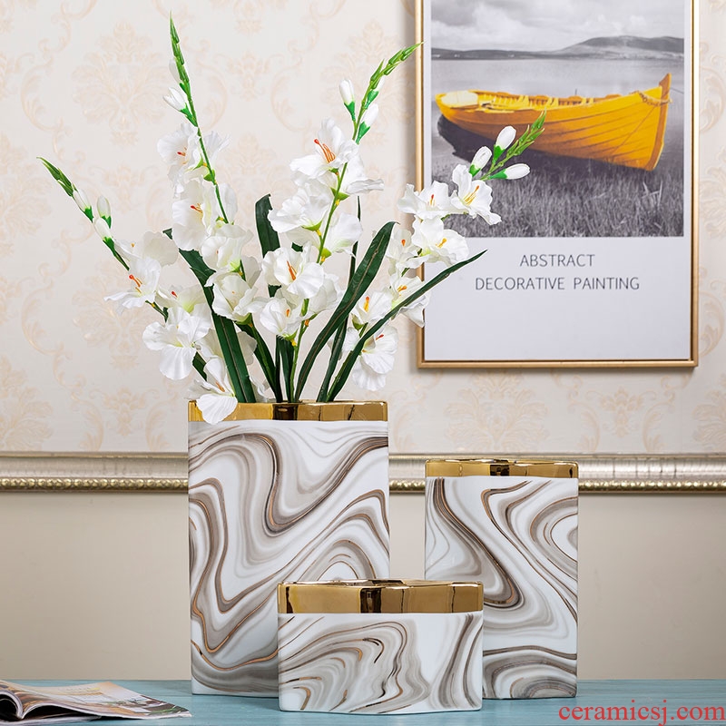 European ceramic flower imitation marble decorative bottle light key-2 luxury home sitting room TV ark adornment porch decoration