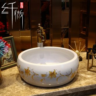 Round Europe type lavatory basin stage basin of the basin that wash a face for jingdezhen ceramic lavabo is contracted