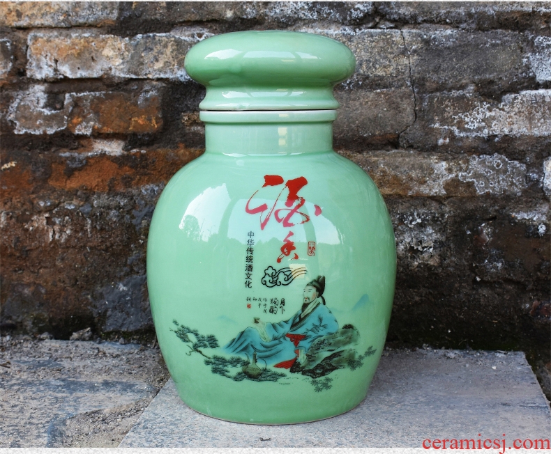 Jingdezhen ceramic jars mercifully liquor tank 10 jins home 20 jins to seal bottles jars pot with the tap