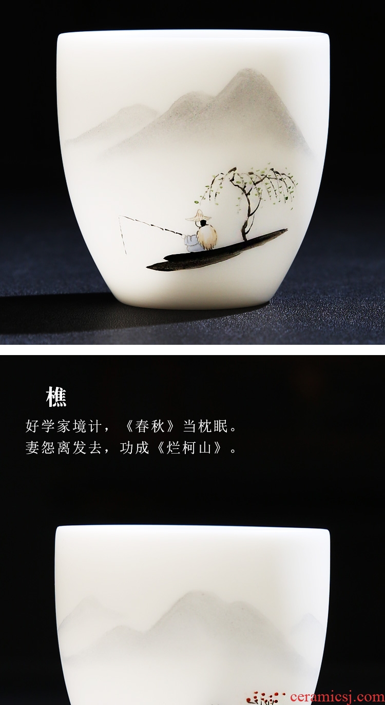White porcelain cup host fullness cup pure checking ceramic cups a single lettering custom logo hand - made kung fu tea set