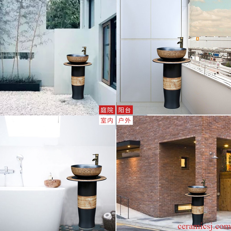 Ceramic column type lavatory retro is suing balcony floor toilet lavabo integrated household of the basin that wash a face