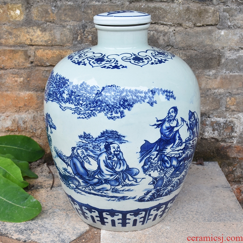 Jingdezhen porcelain ceramic jars 10 jins with leading sealed 50 kg mercifully it archaize empty wine bottle of wine