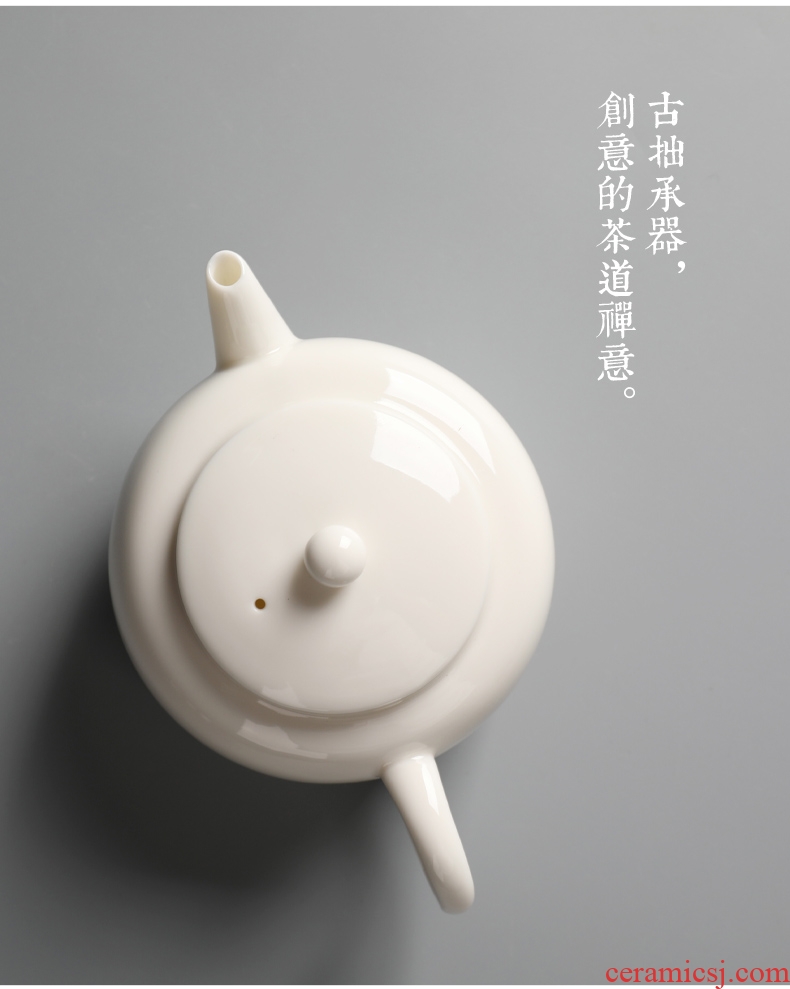 Is good source white porcelain ceramic teapot tea dehua porcelain household small kung fu jade teapot single pot of tea pot