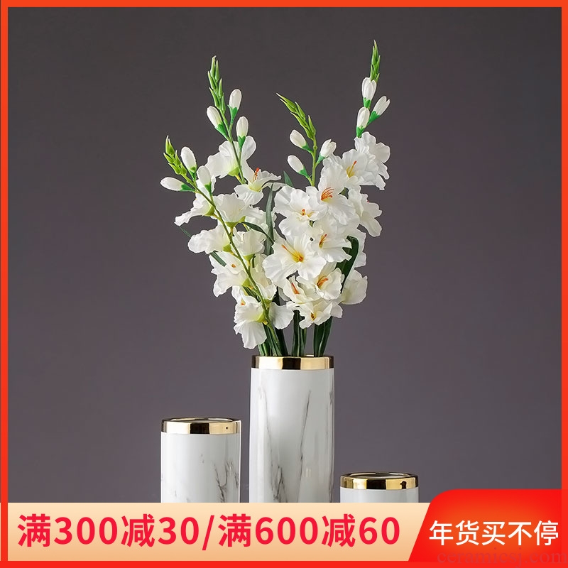 Imitation marble gold - plated flower modern flower arrangement furnishing articles home decoration ceramic dry flower flower floral arrangements