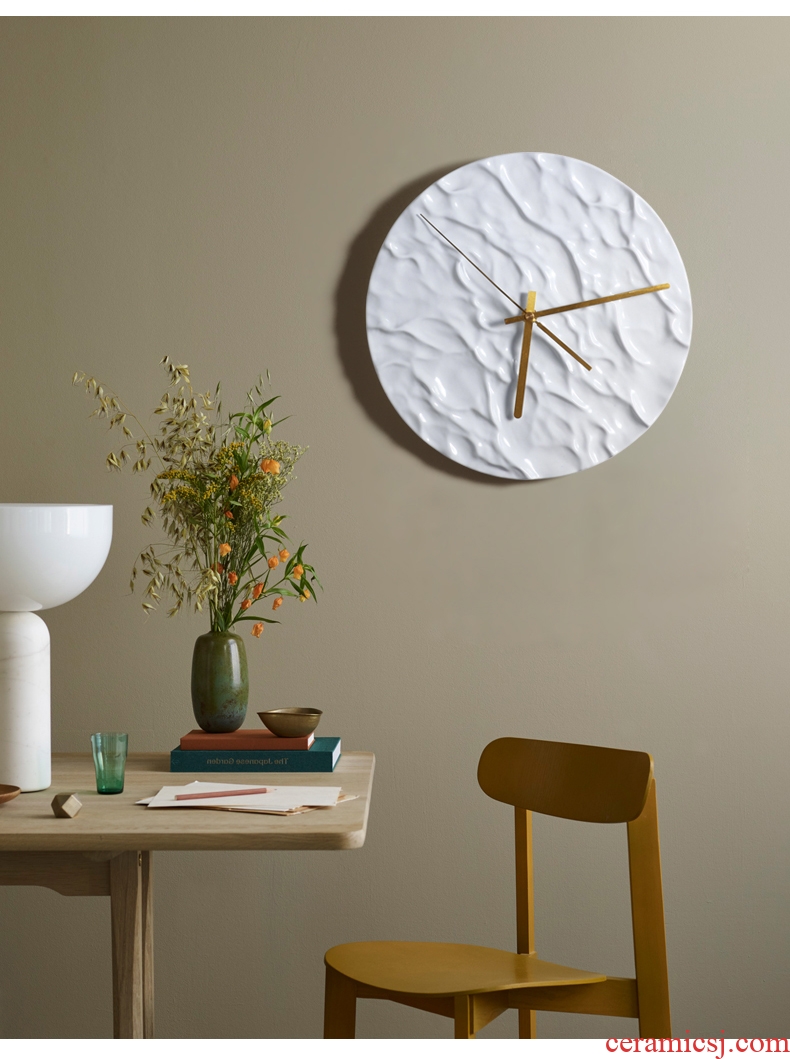 Nordic light key-2 luxury art ceramic wall clock home sitting room is contracted and creative move fashion decoration clock round the clock