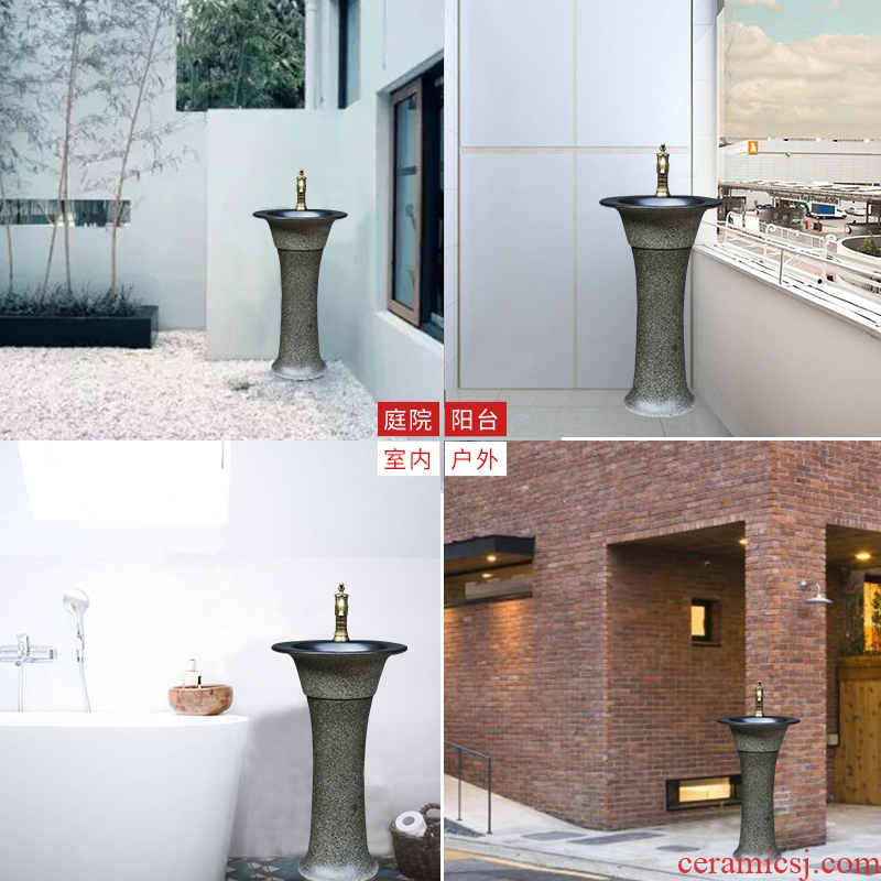 Pillar lavabo basin sinks ceramic household bathroom is suing vertical column basin balcony landing