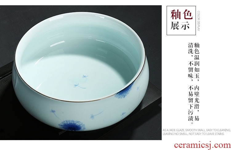 Auspicious edge hand - made celadon writing brush washer wash to size ceramic tea tea tea accessories in hot water jar for wash cup bowl barrels