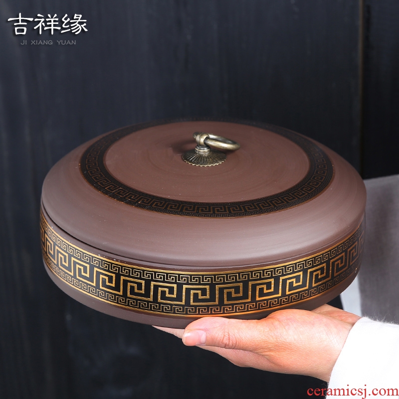 Violet arenaceous caddy fixings to large number of pottery and porcelain to wake put POTS white tea 357 grams of puer tea cake tin tea tea package box