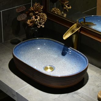 The stage basin sink oval ceramic basin small household bathroom sinks American art continental basin