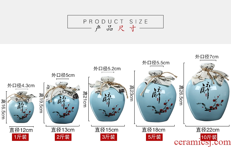 Jingdezhen ceramic jar empty wine bottles of household hip bottle wine liquor bottle seal 10 jins 5 jins of 3 kg