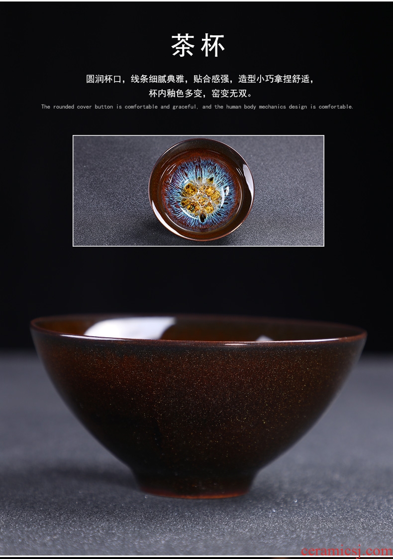 Jingdezhen built light tea set oil tea red glaze, up ceramic cups colorful Japanese pa the teapot