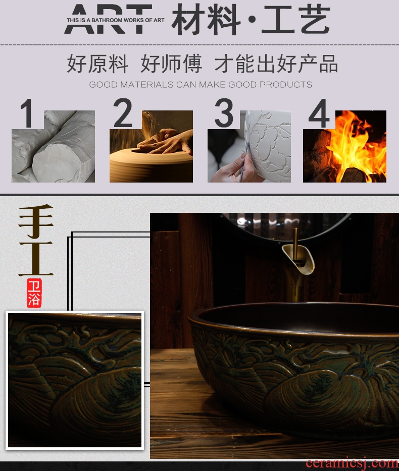 Anaglyph archaize lavatory toilet lavabo square Chinese ceramic art restoring ancient ways is the stage basin in northern basin