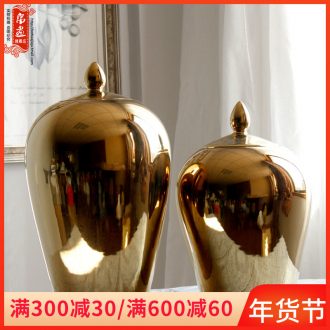 Furnishing articles jingdezhen ceramic vases, modern new Chinese style household gold - plated example room decoration crafts flower arrangement sitting room