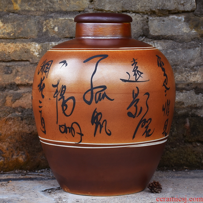 Jingdezhen ceramic jars seal save it 20 jins of archaize mercifully bottles 10 jins with leading domestic wine pot