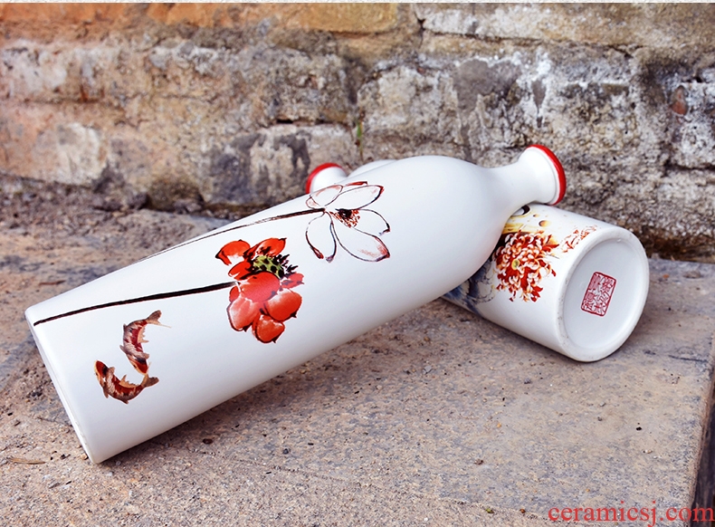 Jingdezhen ceramic bottle home 1 catty put empty bottles custom hip gift decoration seal wine jars