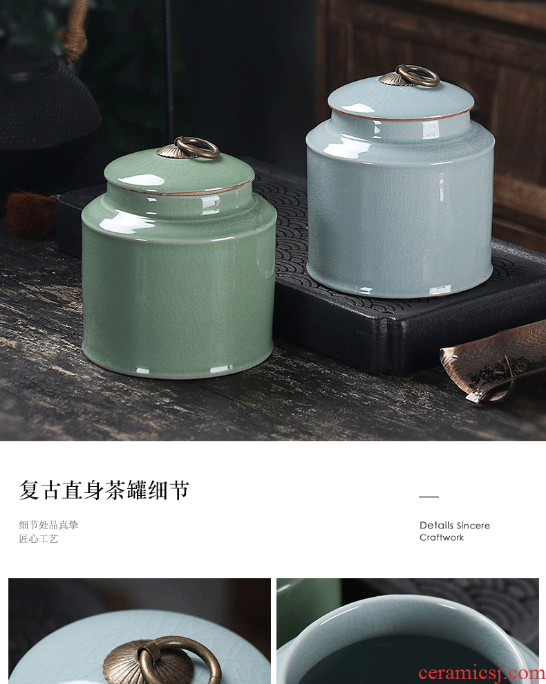 Elder brother up with violet arenaceous caddy fixings ceramic POTS large seal pot household gourd furnishing articles puer tea custom box