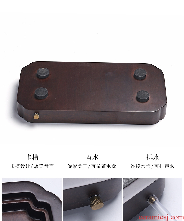 Quiet life bamboo tea tray household contracted ceramic drainage water stone kung fu tray type bamboo dry tea table