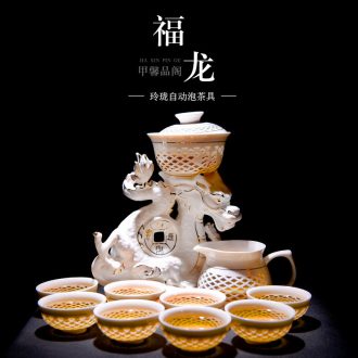 Lazy JiaXin exquisite fully automatic hollow out of a complete set of tea ware ceramic kung fu tea to prevent hot tea set