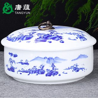 Jingdezhen blue and white porcelain ceramic tea wash with cover large cup writing brush washer water jar kung fu tea tea accessories with zero