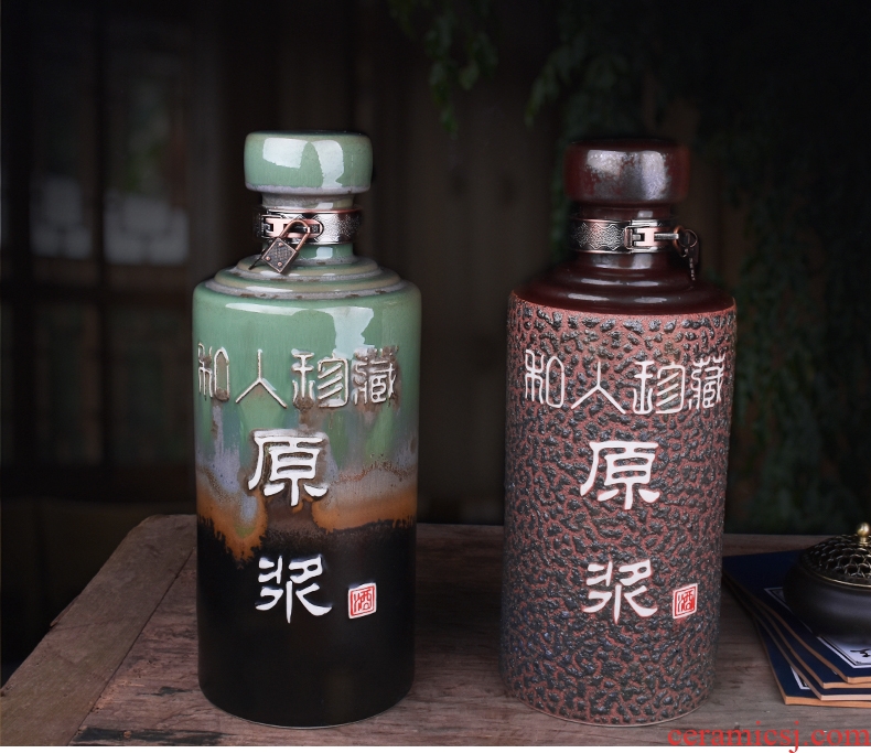 Jingdezhen ceramic bottle 5 jins of with the household mercifully hip archaize jar sealing installed the empty bottles