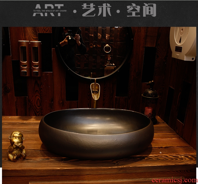 Industrial ceramic art stage basin oval sink basin sink toilet lavatory basin restoring ancient ways