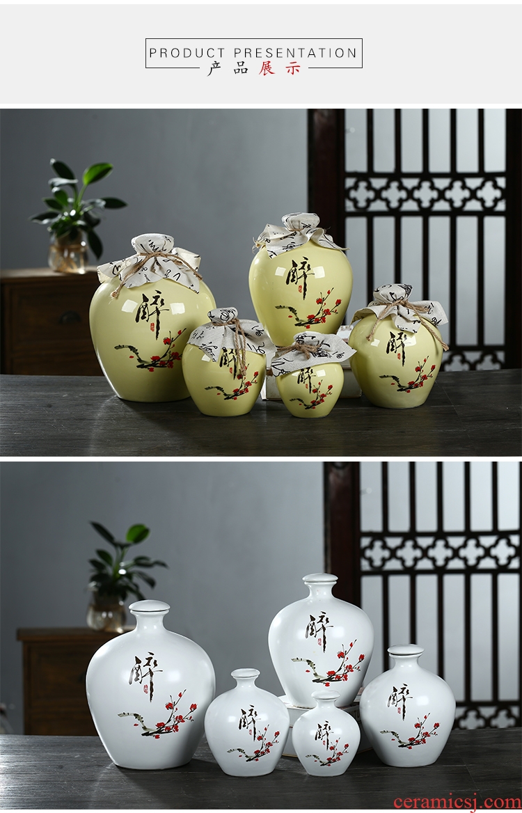 Jingdezhen ceramic jar empty wine bottles of household hip bottle wine liquor bottle seal 10 jins 5 jins of 3 kg