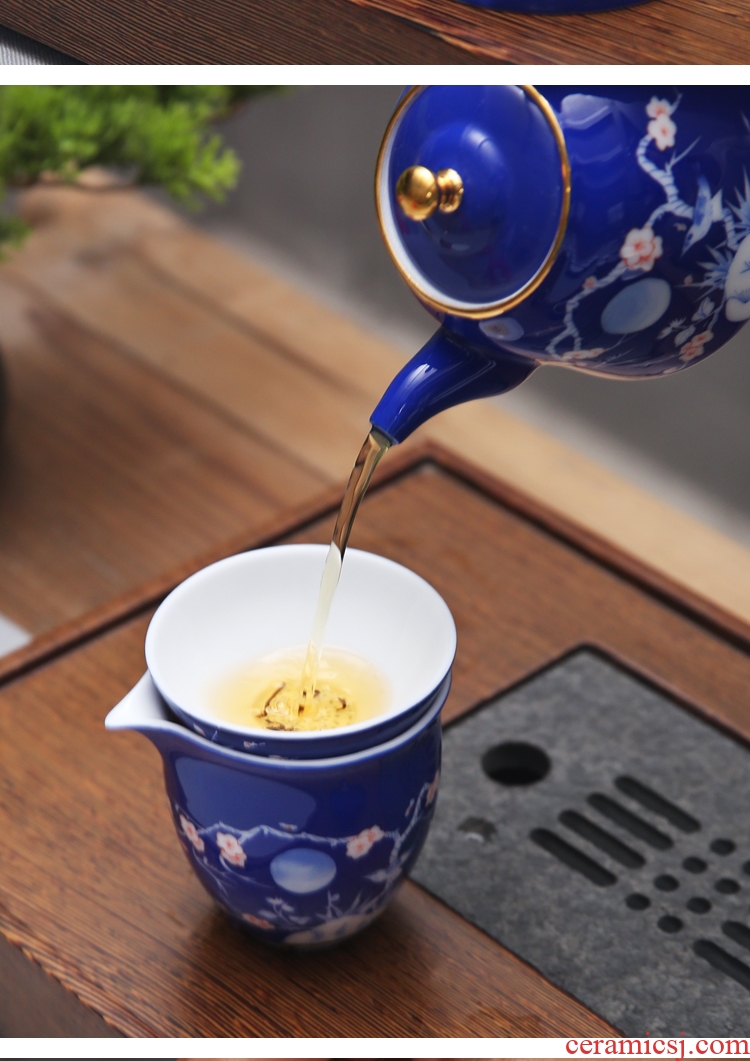 Material porcelain sink ceramic tea cup hand - made filter blue and white porcelain all fair one punch) make tea cup set filter