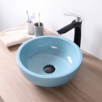 Ice crack thickening mini stage basin of small size 35 cm Nordic blue bathroom ceramic lavabo balcony birdbath