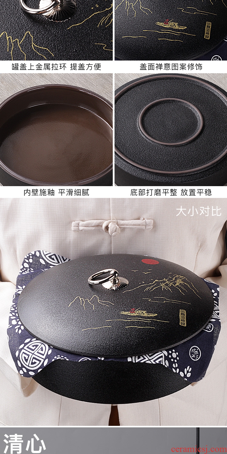 Yixing purple sand tea pot puer tea cake with cover moistureproof ceramic storage sealed as cans work type contracted household