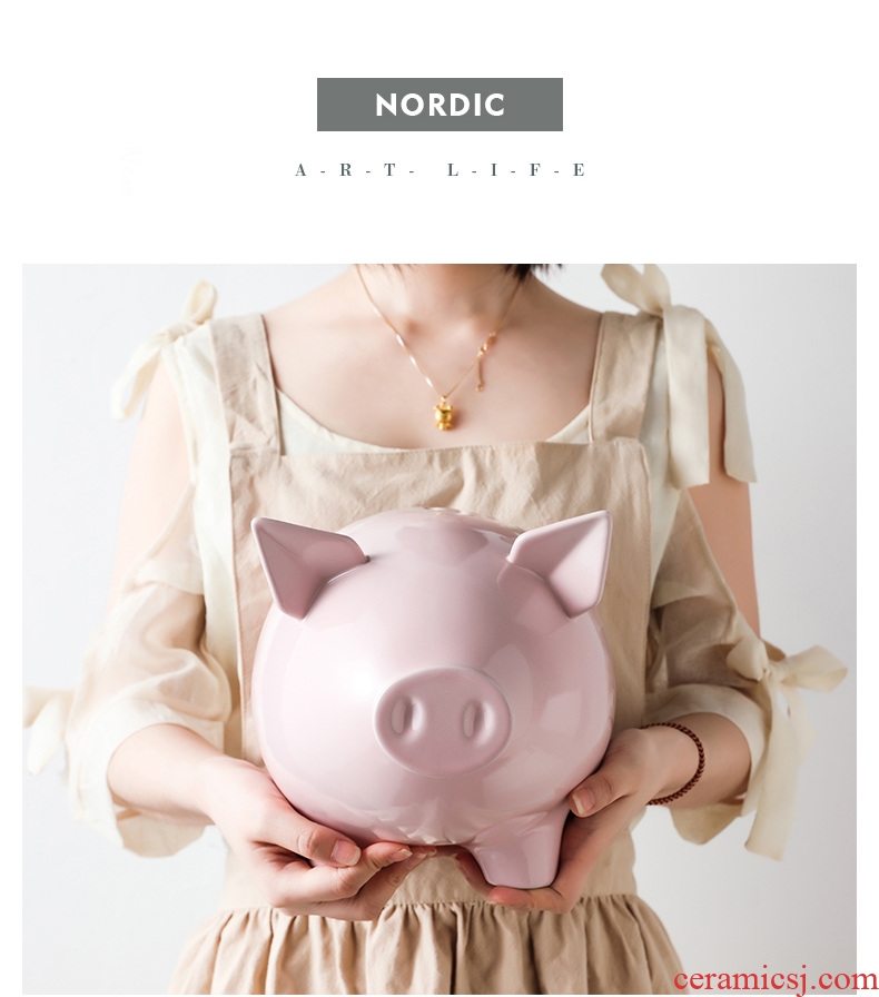 Nordic ceramic piggy coin 365 days piggy bank, lovely children not large capacity domestic girl 's gift