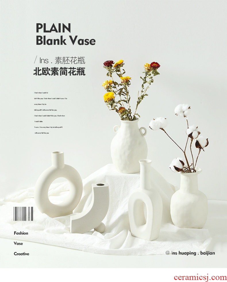 The Nordic idea geometric art vase furnishing articles flower arranging household dry flower I and contracted sitting room ceramic flower ornaments
