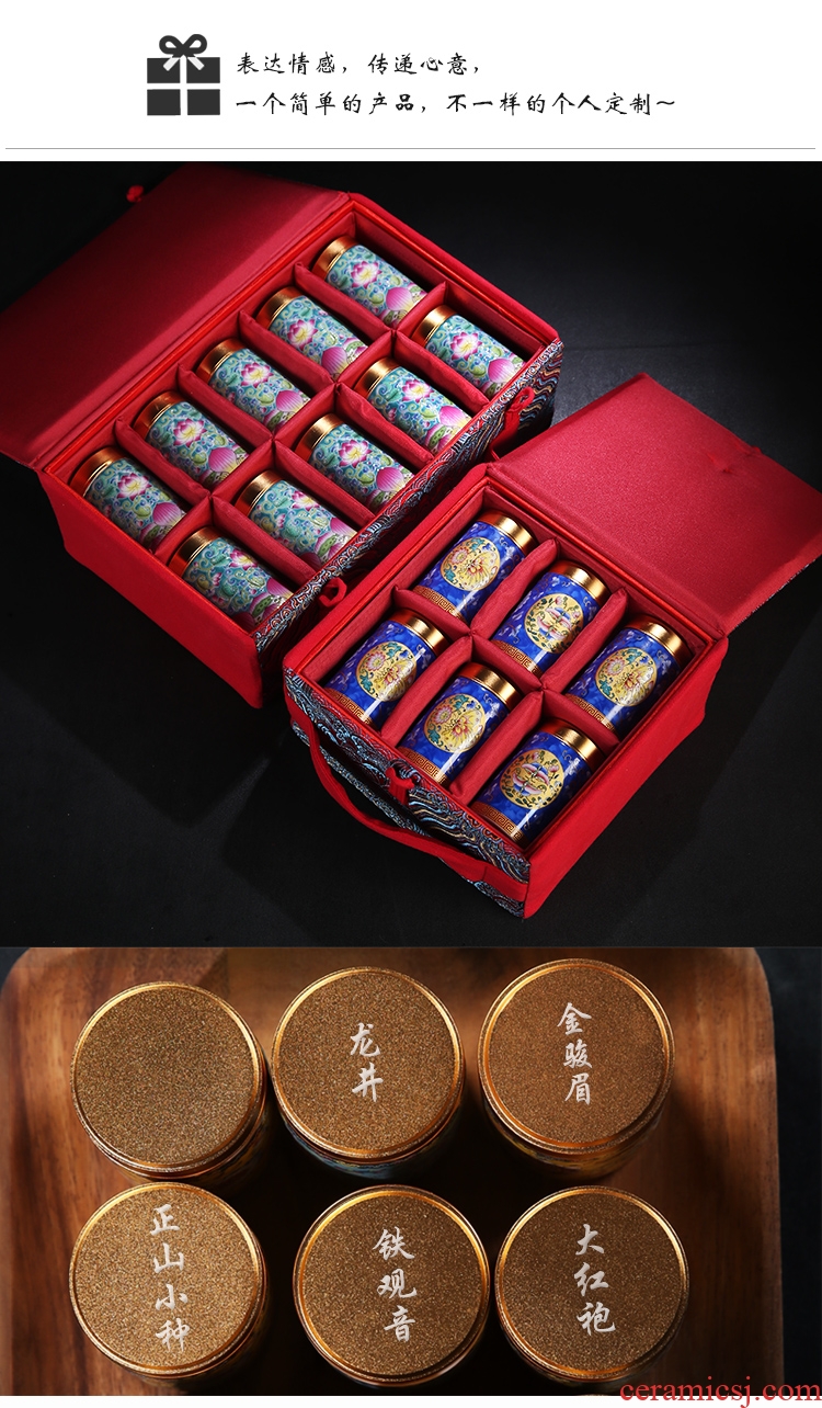 The Product porcelain send small gifts suit tea caddy fixings box sealed storage ceramic tea set custom portable travel