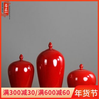 Jingdezhen ceramic vase general furnishing articles can of classical home sitting room with red flower arranging flowers, dried flowers, small expressions using