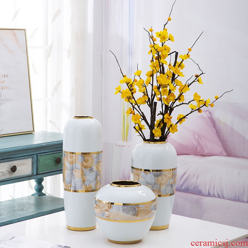 Jingdezhen ceramic key-2 luxury furnishing articles furnishing articles vase American sitting room porch dried flower flower flower decoration