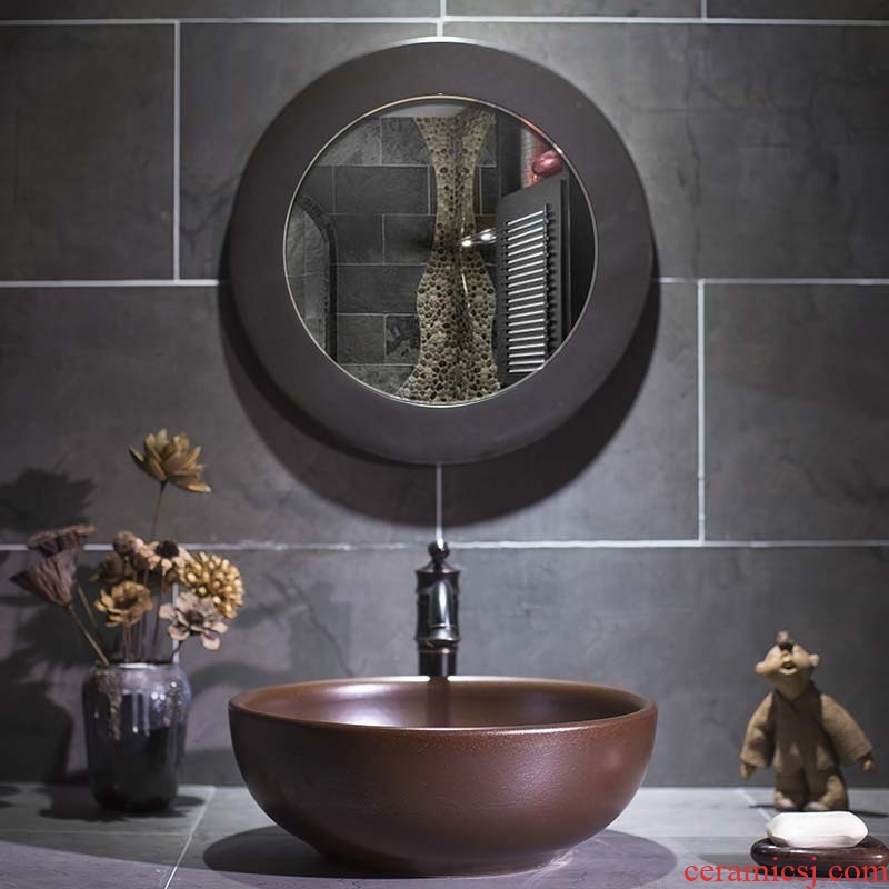Jingdezhen art stage basin brown metal glaze ceramic lavatory restoring ancient ways round toilet stage basin of household