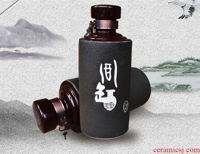 Jingdezhen ceramic bottle 5 jins of archaize home empty bottle jar sealing mercifully wine bottle wine pot brewing